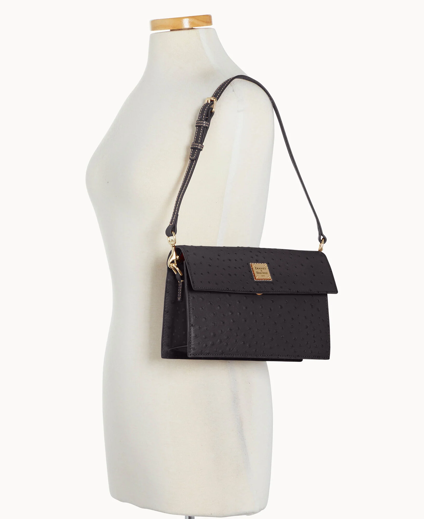 Ostrich East West Flap Shoulder Bag - Image 5